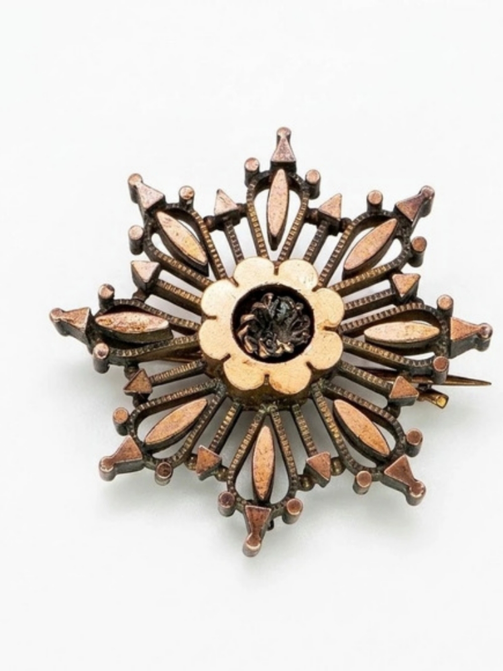 Antique Victorian 8 Point Star Gold Plated Brooch Pendant Starburst C Clasp